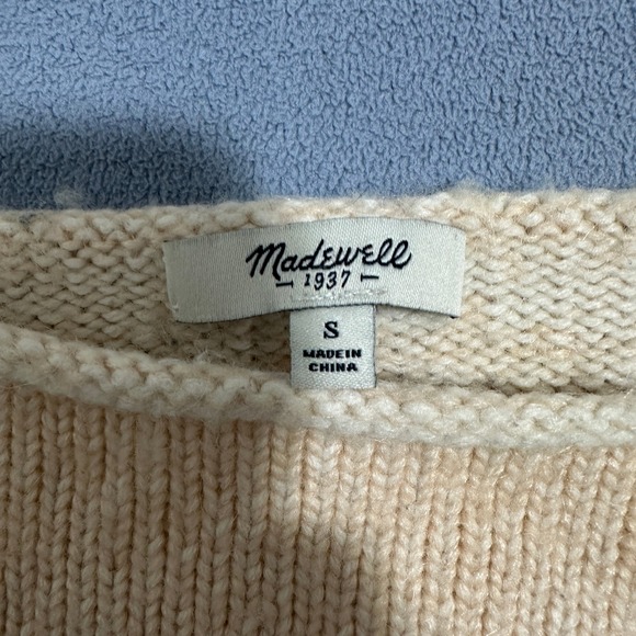 Madewell Knit Crewneck Sweater Long Sleeve Casual Women Beige Size Small - Picture 5 of 10